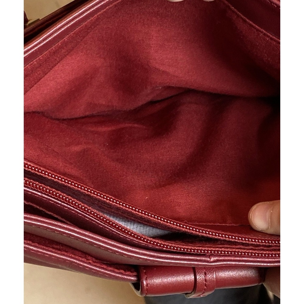 Vintage ETIENNE AIGNER Leather Brass Oxblood Red Handbag Purse Shoulder Bag - Picture 9 of 14